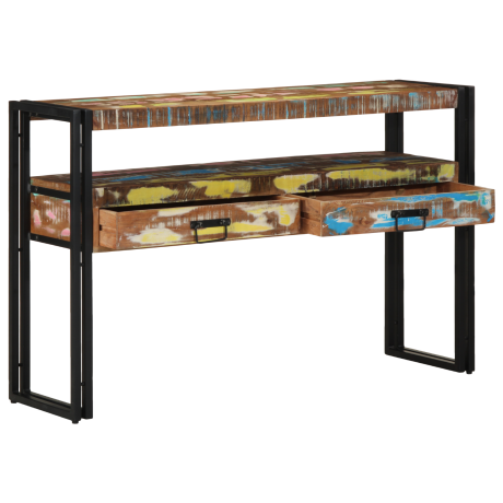 vidaXL Bijzettafels 120x33x75 cm gerecycled hout en metaal meerkleurig afbeelding2 - 1