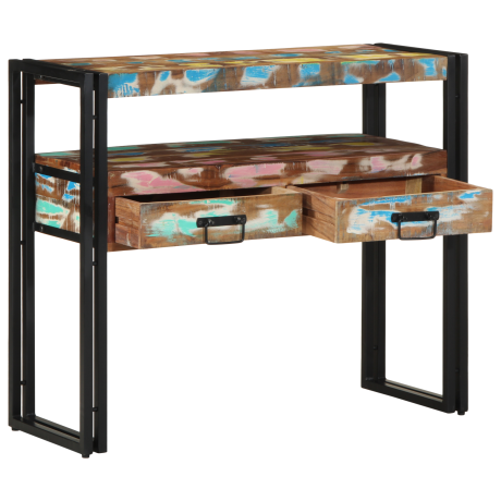 vidaXL Bijzettafels 90x33x75 cm gerecycled hout en metaal meerkleurig afbeelding2 - 1