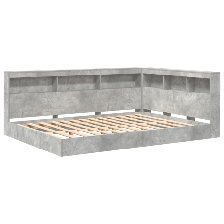 vidaXL Boekenkast Bed met plank 2 pcs Betongrijs 160 x 200 cm Melamine afbeelding2 - 1