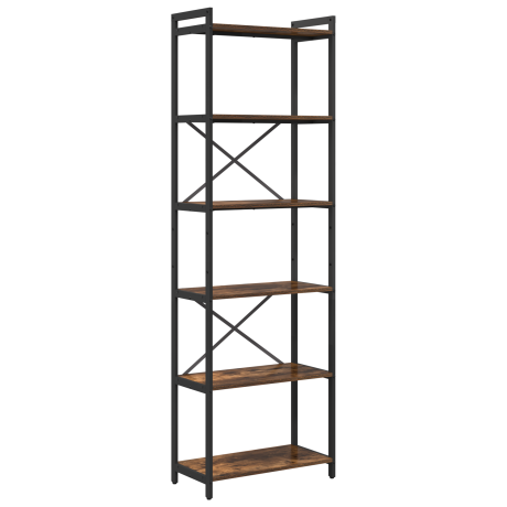 vidaXL Boekenkast Gerookt eiken 60 x 30 x 188 cm MDF en Staal afbeelding2 - 1
