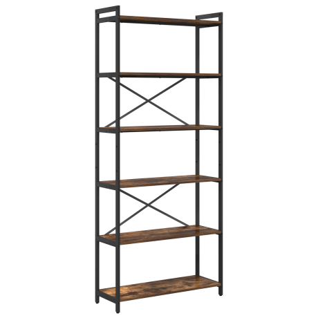 vidaXL Boekenkast Gerookt eiken 80 x 30 x 188 cm Hout en Staal afbeelding2 - 1