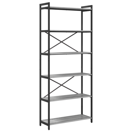 vidaXL Boekenkast Grijs sonoma 80 x 30 x 189,5 cm Bewerkt hout afbeelding2 - 1