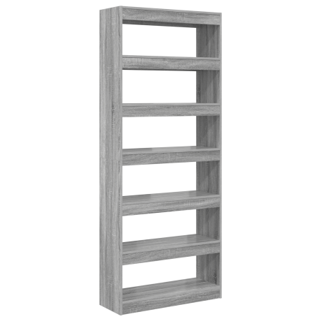vidaXL Boekenkast met plank Anders Grijs sonoma 80 x 30 x 198 cm Bewerkt hout afbeelding2 - 1