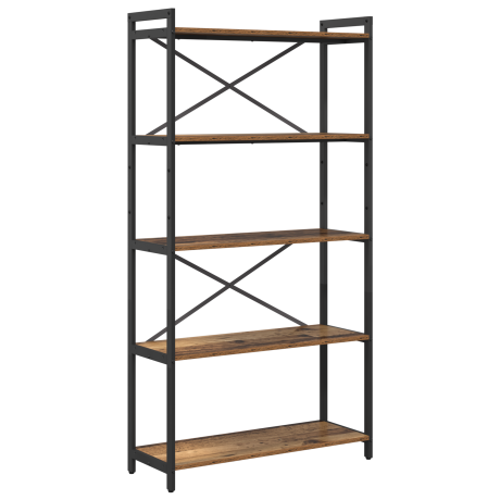 vidaXL Boekenkast Oud hout 80 x 30 x 153 cm Hout en staal afbeelding2 - 1