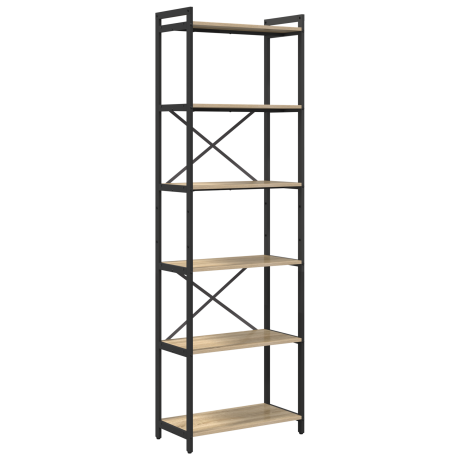 vidaXL Boekenkast Sonoma eiken 60 x 30 x 188 cm MDF en Staal afbeelding2 - 1