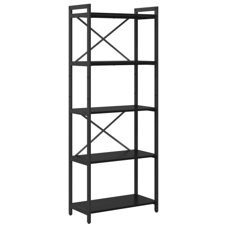 vidaXL Boekenkast Zwart Eiken 60 x 30 x 155 cm Bewerkt hout afbeelding2 - 1