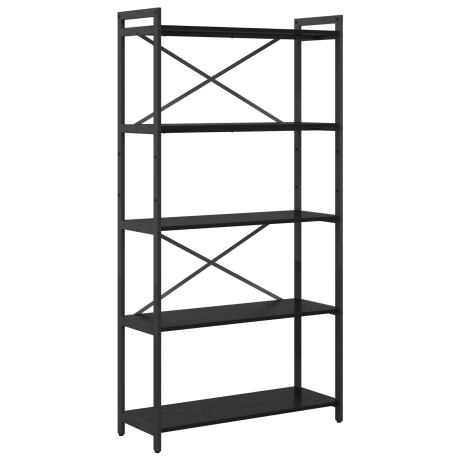 vidaXL Boekenkast Zwart Eiken 80 x 30 x 155 cm Bewerkt hout afbeelding2 - 1
