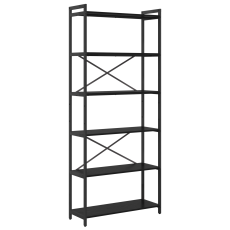 vidaXL Boekenkast Zwart eiken 80 x 30 x 188 cm Hout en Staal afbeelding2 - 1