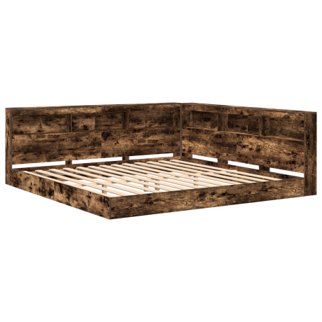 vidaXL Boekenkastbed Gerookt Eiken 180x200 cm Houtachtig Materialen afbeelding2 - 1