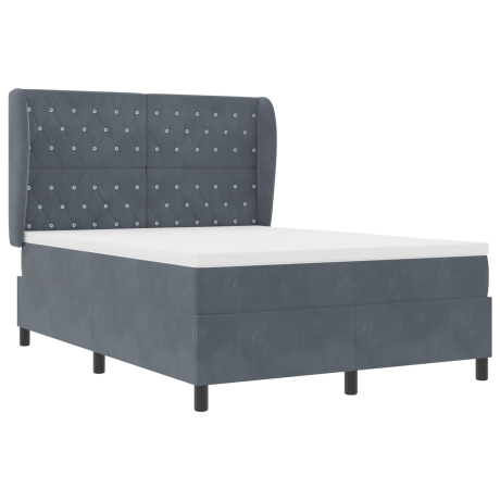 vidaXL Box Spring Bed met Matras Donkergrijs 140x200 cm Fluweel afbeelding2 - 1