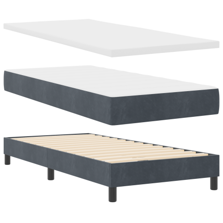 vidaXL Box Spring Bed met Matras & LED Donkergrijs 90x200 cm Fluweel afbeelding2 - 1