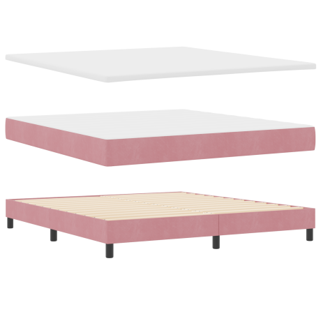 vidaXL Box Spring Bed met Matras Roze 180x200 cm Fluweel afbeelding2 - 1
