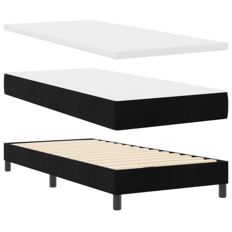 vidaXL Box Spring Bed met Matras Zwart 90x200 cm Fluweel afbeelding2 - 1