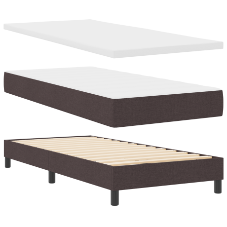 vidaXL Boxspringbed met hoofdeinde Donkerbruin 200 x 90 cm Stof afbeelding2 - 1