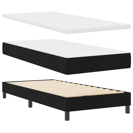vidaXL Boxspring bed met hoofdeinde Zwart 200 x 200 cm Stof en Foam afbeelding2 - 1