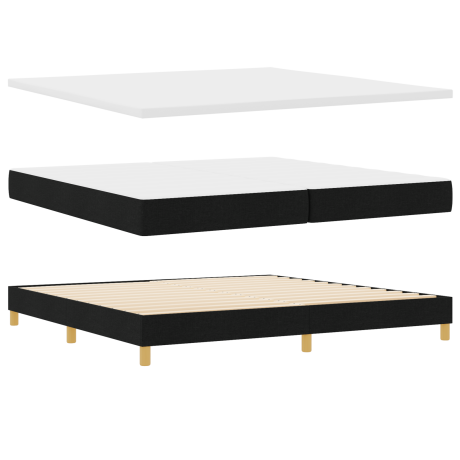 vidaXL Boxspring bed met hoofdeinde Zwart en Wit 200 x 200 cm Schuim afbeelding2 - 1