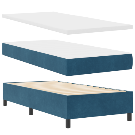 vidaXL Boxspring Bed met Matras & Bank Donkerblauw 100x200 cm Fluweel afbeelding2 - 1