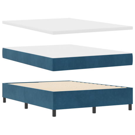 vidaXL Boxspring Bed met Matras & Bank Donkerblauw 140x190 cm Fluweel afbeelding2 - 1