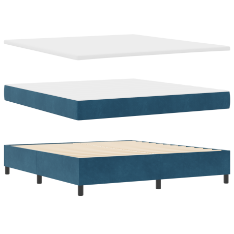 vidaXL Boxspring Bed met Matras & Bank Donkerblauw 180x200 cm Fluweel afbeelding2 - 1