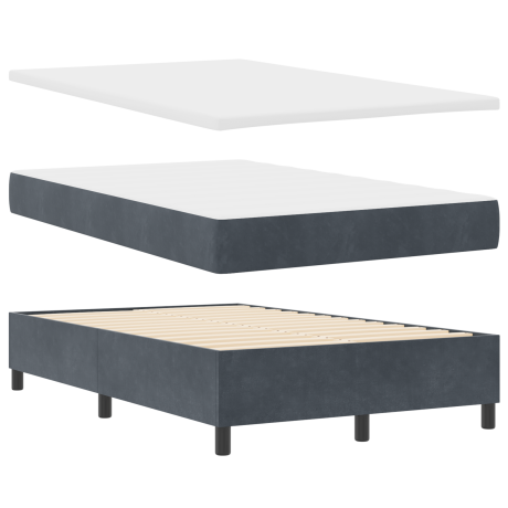 vidaXL Boxspring Bed met Matras & Bank Donkergrijs 120x190 cm Fluweel afbeelding2 - 1