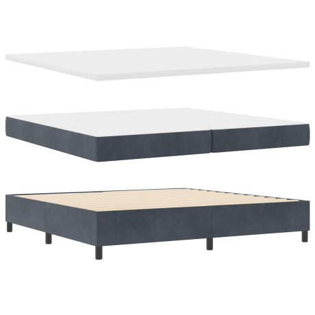 vidaXL Boxspring bed met matras Donkergrijs 200 x 200 cm Fluweel afbeelding2 - 1