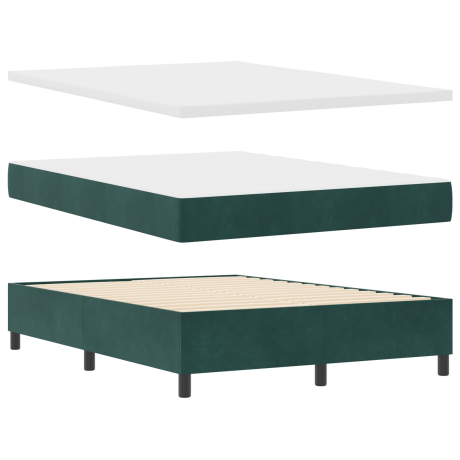 vidaXL Boxspring bed met matras Donkergroen 140 x 190 cm Fluweel afbeelding2 - 1