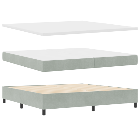 vidaXL Boxspring bed met matras Lichtgrijs 200 x 200 cm Fluweel afbeelding2 - 1