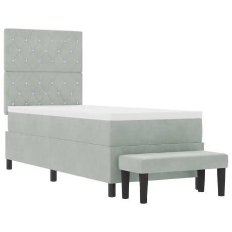 vidaXL Boxspring bed met kussen Lichtgrijs 200 x 80 cm Fluweel afbeelding2 - 1