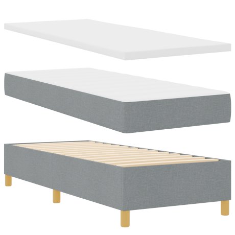vidaXL Boxspring Bed met Matras & Bank Lichtgrijs 80x200 cm Stof afbeelding2 - 1
