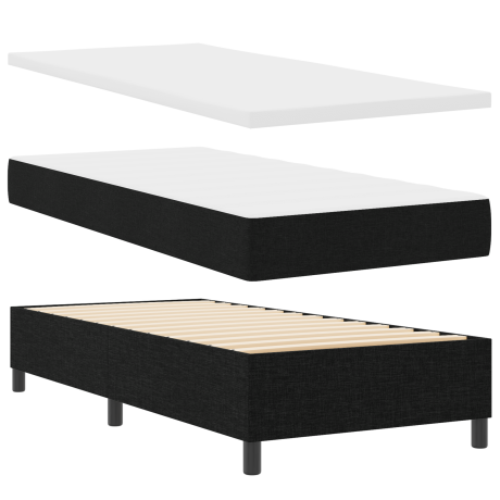 vidaXL Boxspring Bed met Matras & Bank Zwart 100x200 cm Stof afbeelding2 - 1