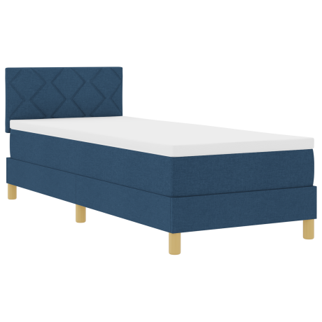 vidaXL Boxspringbed met kussen met hoofdeinde Blauw 80 x 200 cm Stof afbeelding2 - 1