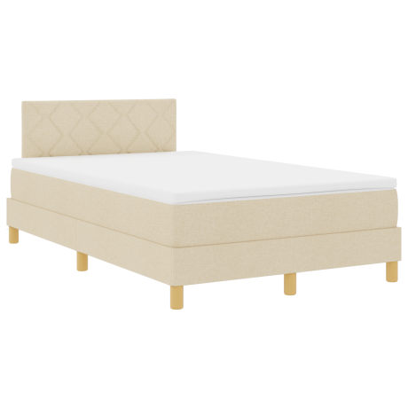 vidaXL Boxspring Bed met Matras Crème 120x200 cm Stof afbeelding2 - 1