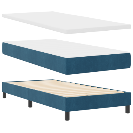 vidaXL Boxspring Bed met Matras Donkerblauw 100x200 cm Fluweel afbeelding2 - 1