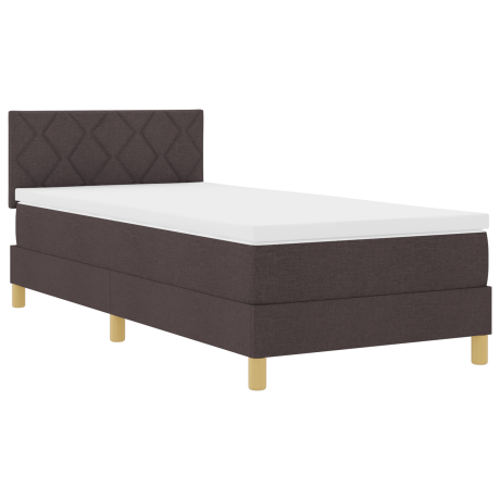 vidaXL Boxspringbed met kussen Donkerbruin 90 x 200 cm Stof afbeelding2 - 1