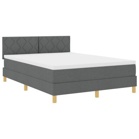 vidaXL Boxspring Bed met Matras Donkergrijs 160x200 cm Stof afbeelding2 - 1