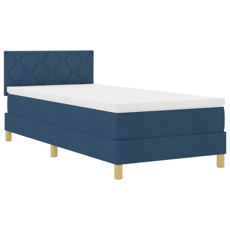 vidaXL Boxspring Bed met Matras & LED Blauw 100x200 cm Stof afbeelding2 - 1