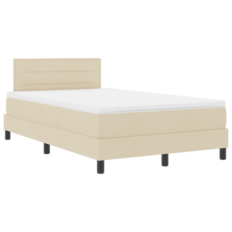 vidaXL Boxspring bed met matras met LED Crème 120 x 190 cm Stof afbeelding2 - 1