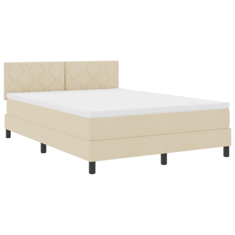 vidaXL Boxspring bed met matras met LED Crème 160 x 200 cm Stof afbeelding2 - 1