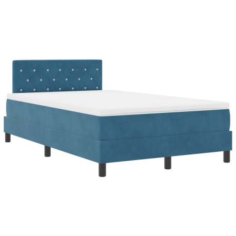 vidaXL Boxspring Bed met Matras & LED Donkerblauw 120x190 cm Fluweel afbeelding2 - 1