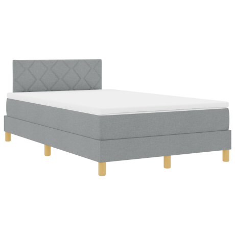 vidaXL Boxspring Bed met Matras & LED Licht Grijs 120x190 cm Stof afbeelding2 - 1