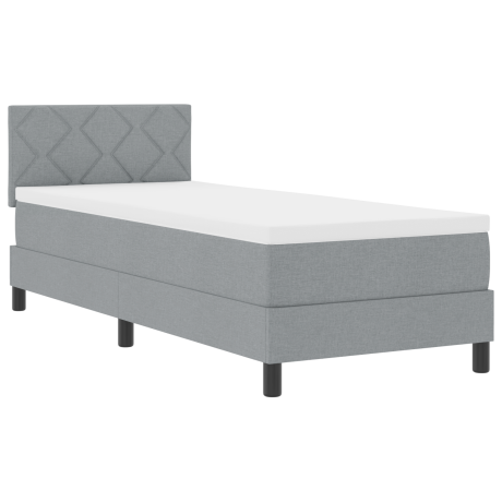 vidaXL Boxspring bed met matras met LED Lichtgrijs 80 x 200 cm Stof afbeelding2 - 1