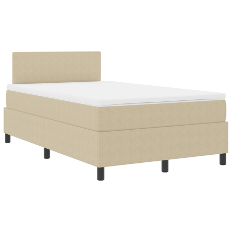 vidaXL Boxspring Bed met Matras & LED Licht Groen Grijs 120x200 cm Katoen afbeelding2 - 1