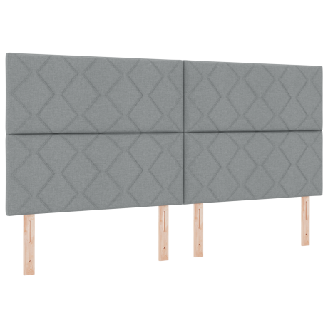 vidaXL Boxspring bed met matras met LED Lichtgrijs 200 x 200 cm Stof afbeelding2 - 1