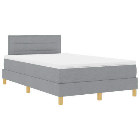 vidaXL Boxspring Bed met Matras & LED Lichtgrijs 120x190 cm Stof afbeelding2 - 1