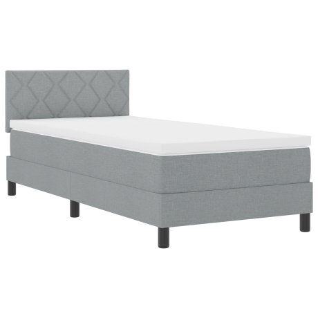 vidaXL Boxspring bed met matras met LED Lichtgrijs 90 x 190 cm Stof afbeelding2 - 1