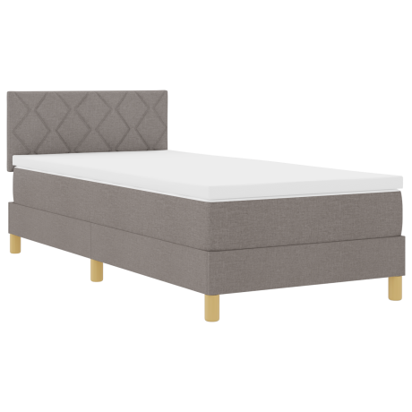 vidaXL LED Box Spring Bed met hoofdeinde Taupe 100 x 200 cm Stof afbeelding2 - 1