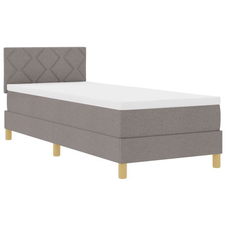 vidaXL LED Box Spring Bed met hoofdeinde Taupe 80 x 200 cm Stof afbeelding2 - 1
