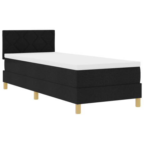 vidaXL Boxspring Bed met Matras & LED Zwart 80x200 cm Stof afbeelding2 - 1