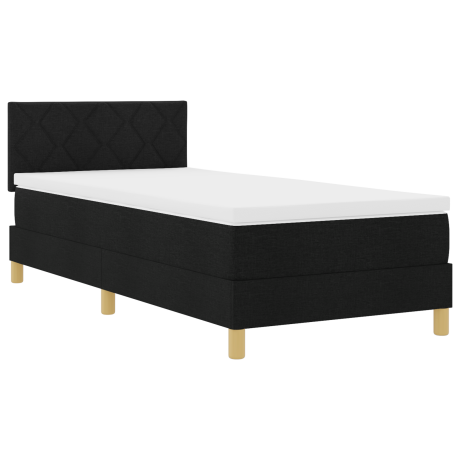 vidaXL Boxspringbed met kussen met hoofdeinde Zwart 90 x 190 cm Stof afbeelding2 - 1