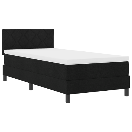 vidaXL Boxspringbed met hoofdeinde Zwart 90 x 190 cm Stof afbeelding2 - 1